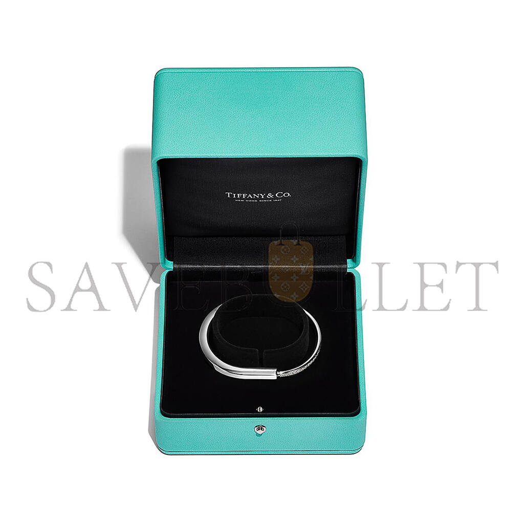 TIFFANY LOCK BANGLE IN WHITE GOLD WITH HALF PAVÉ DIAMONDS 70425300